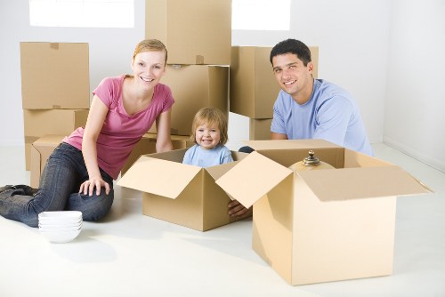 Local business relocation with desks and boxes prepared
