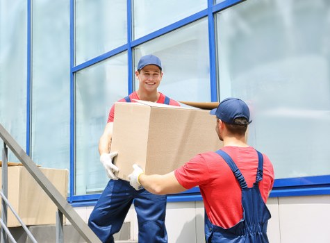 Packed moving boxes and household items ready for a Barnes relocation