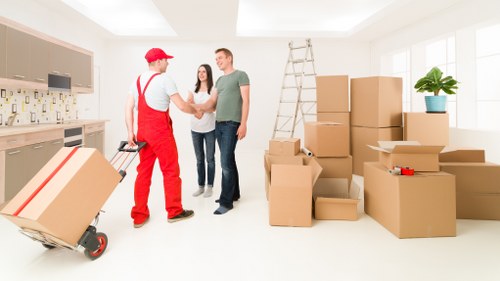 Packing and handling office equipment during a Barnes business move
